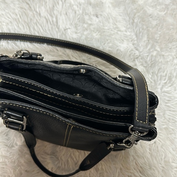 Fossil Black Pebble Leather Stitches Medium Shoulder Satchel HandBag Purse EUC. - Picture 7 of 12